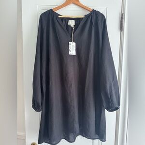 Becassa Black Linen popover dress